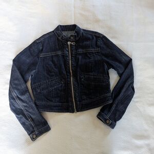 Dark Blue Moto Jean Jacket